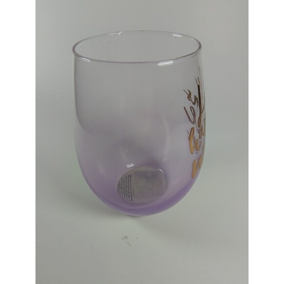 Slant Collections 20 Oz Stemless Wine Glass Purple Rose Gold Life Happens - Picture 5 of 6